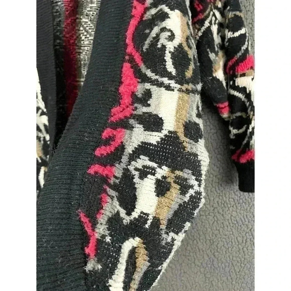 VTG Western Connection Women's Black Red Sweater MEDIUM Acrylic Pockets - Picture 8 of 9